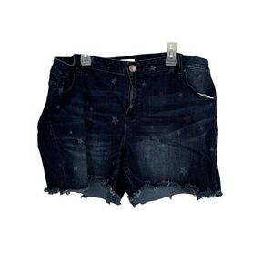 Lane Bryant Blue Mid Rise Essential Stretch Girlfriend Jean Shorts Sz 24‎